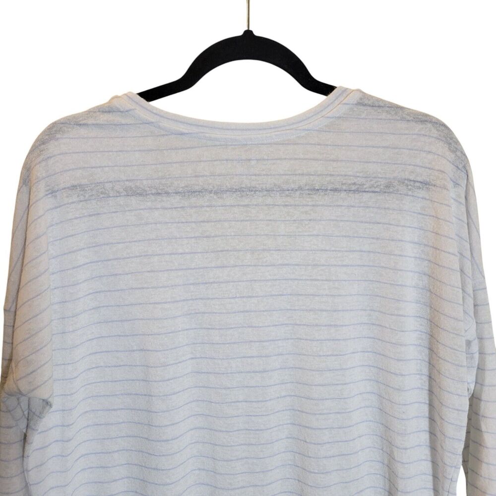 Ann Taylor LOFT Womens Sz S White Blue Striped 3/4 Sleeve Blouse - Picture 10 of 11